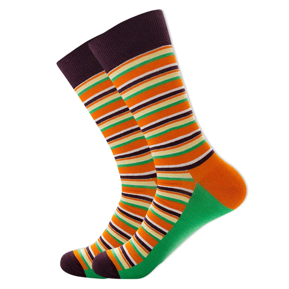 Men's Happy socks Colorful striped women's socks High quality checkered diamond geometry Harajuku combed cotton socks gift socks