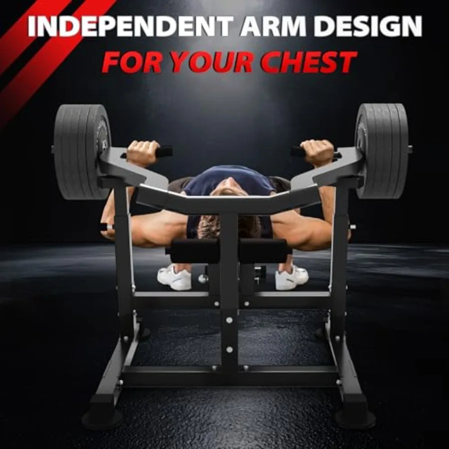 Adjustable Chest Press Machine with Independent Converging Arms Flat/Incline Weight Bench for Home Gym AB Workout Strength Trai