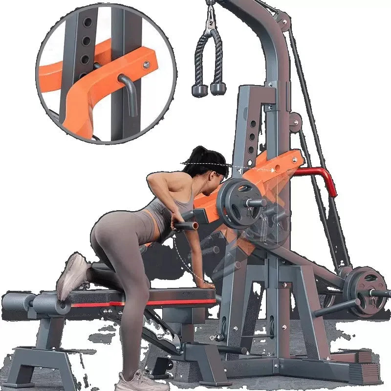 Multifunctional Deep Squatting Machine, Household Fitness Equipment, Horizontal Push, High Position Pull-down Hip Bridge Machine