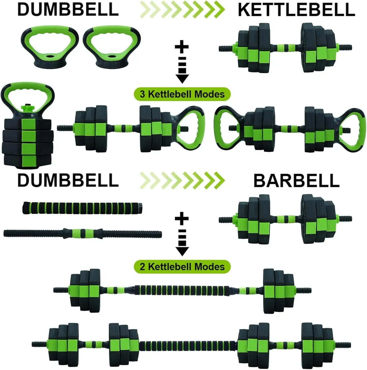 66lbs/88lbs Weight 4 in 1 Adjustable Kettlebell Set  Dumbbell Set Used as Kettlebells Barbell Push up Stand for GYM Home