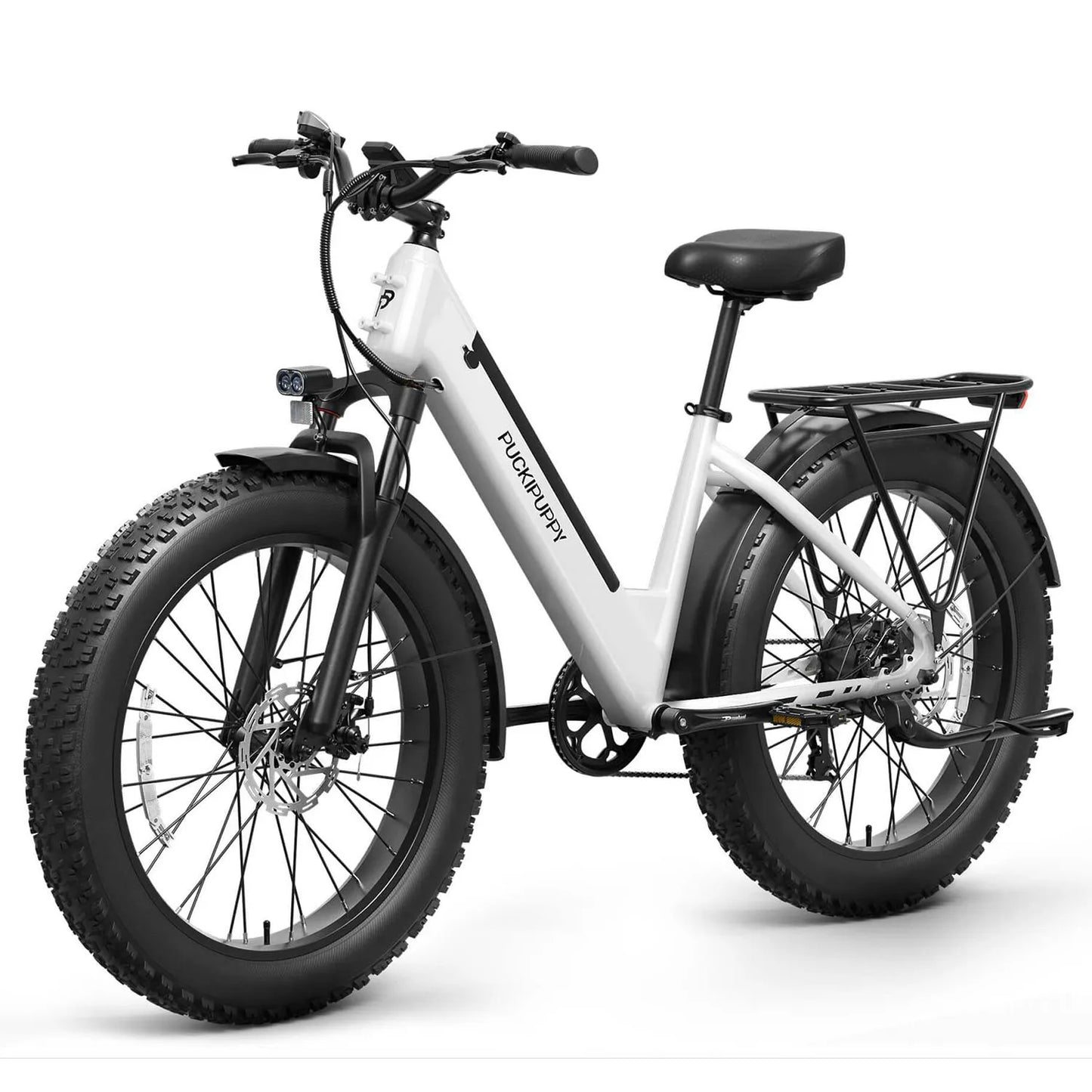 PUCKIPUPPY Samoyed Electric Bike 960W Peak 28MPH Commuter E-Bike All Terrain 26" Fat Tire Electric Bicycle with 2-Year Warranty