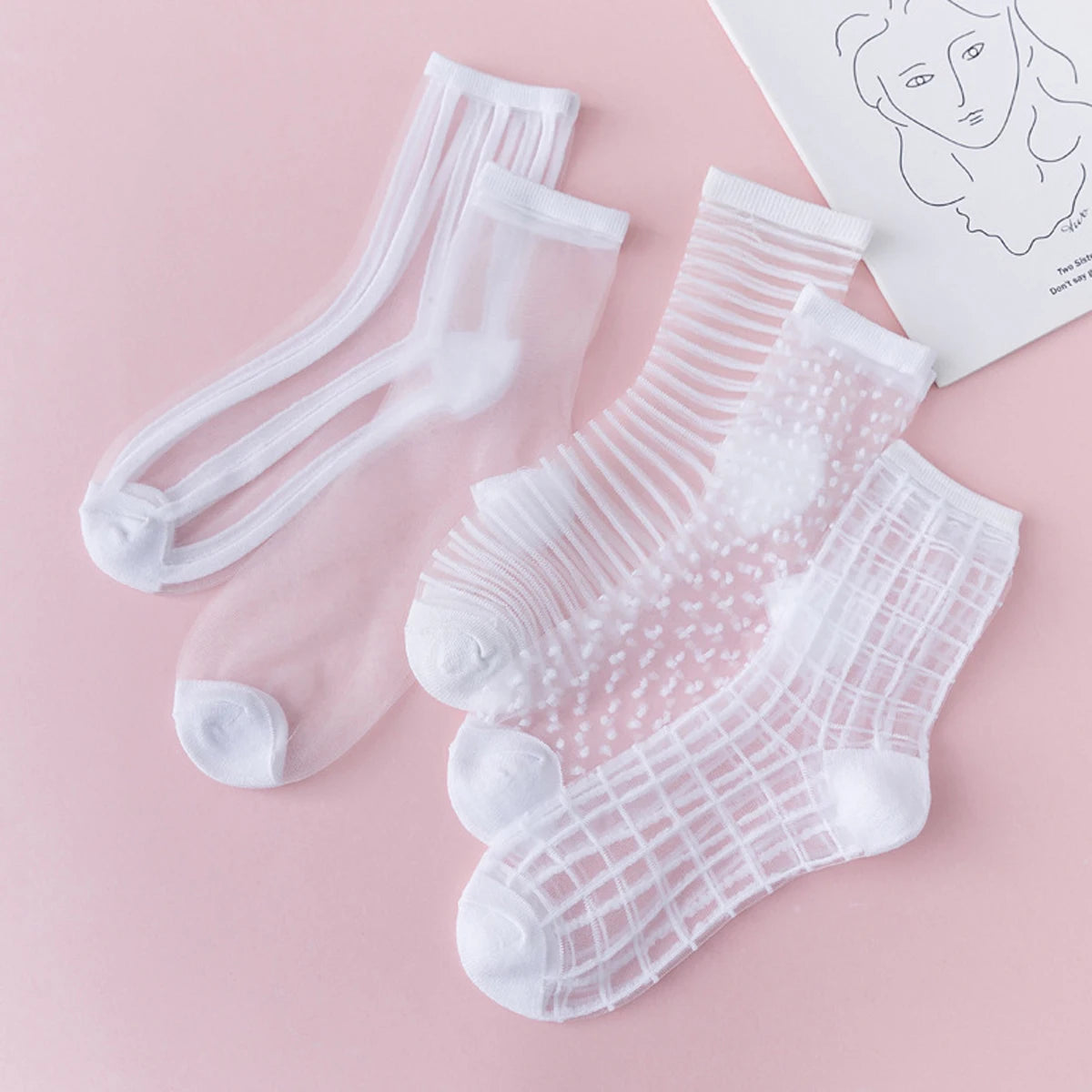 5 Pairs Women's Lace Socks Summer Fashion Sexy Transparent Thin Socks Women Non-slip Ultra-thin Socks Female Ankle Sock