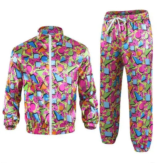 Mens 80s 90s Shell Suit Costume Adult Sports  Neon  Dress Outfit   cosplay costumes  anime cosplay