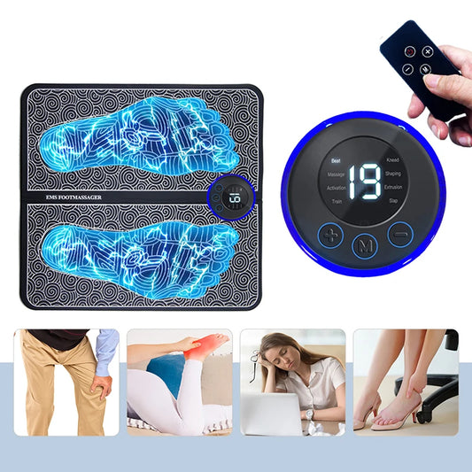 EMS Remote Foot Massager Rechargeable Massage Mat Foot Relaxation Pads Ele ctric Foot Massage Tool To Relieve Sore Feet  Fitness