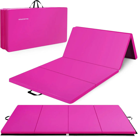 10x4 ft 4-Panel Folding Gymnastics Mat - 2-Inch Thick, Non-Slip Vinyl, Carrying Handles for Yoga, Pilates, Home Workouts