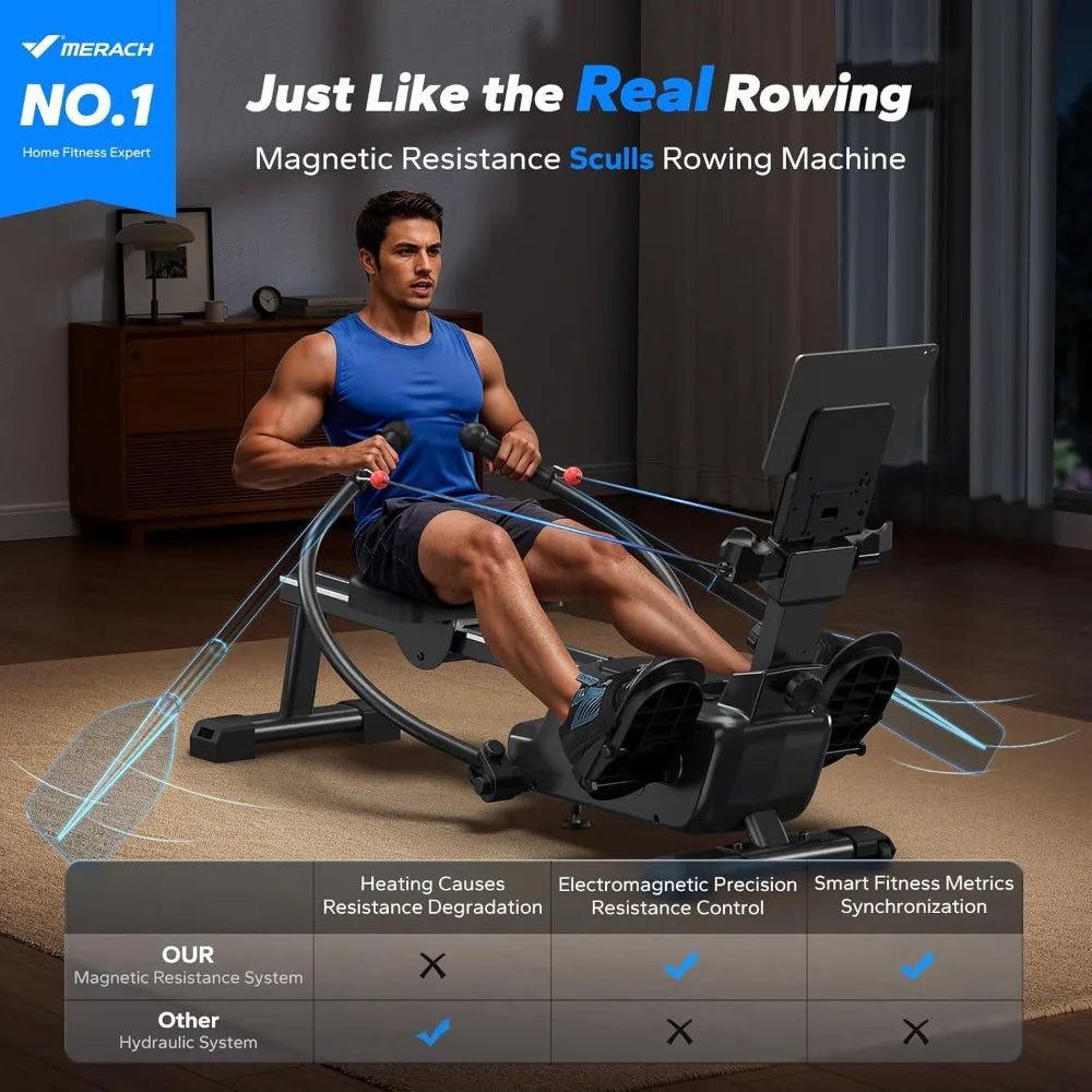 Magnetic Rowing Machine 16 Levels Resistance Quiet Rower with App Training Courses