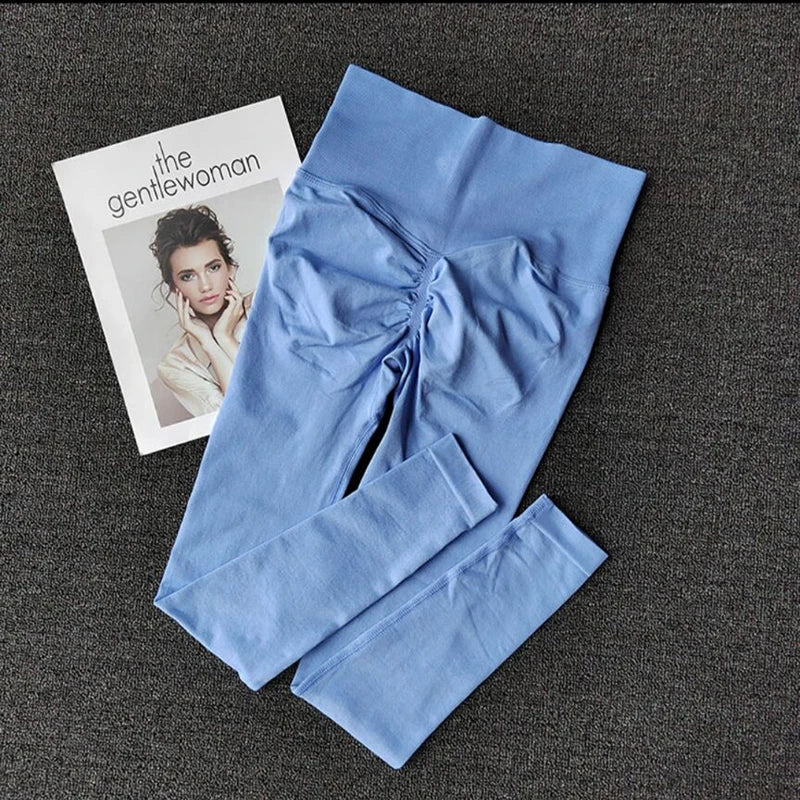 Seamless High Waisted Leggings Sport Through Yoga Hip Lifting Gym Running Quick Dry Pants Scrunch Butt Pants