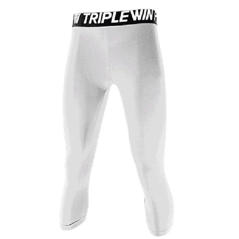 Men GYM Capri Running Tights Pants Kid Children Basketball Football Soccer Fitness Exercise Sport 3/4 Cropped Legging Shorts J12