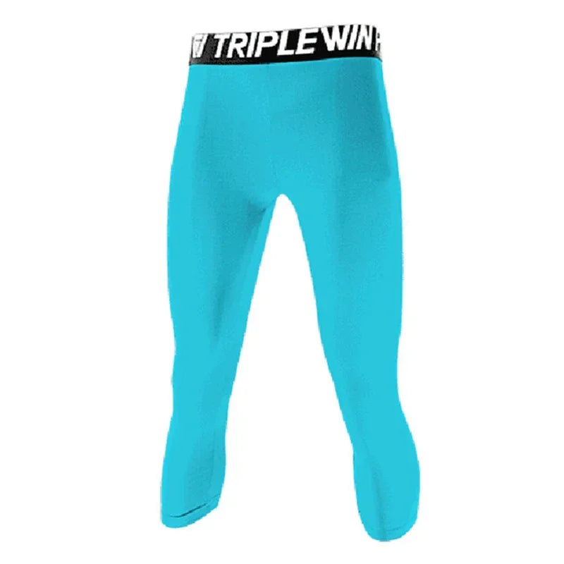 Men GYM Capri Running Tights Pants Kid Children Basketball Football Soccer Fitness Exercise Sport 3/4 Cropped Legging Shorts J12