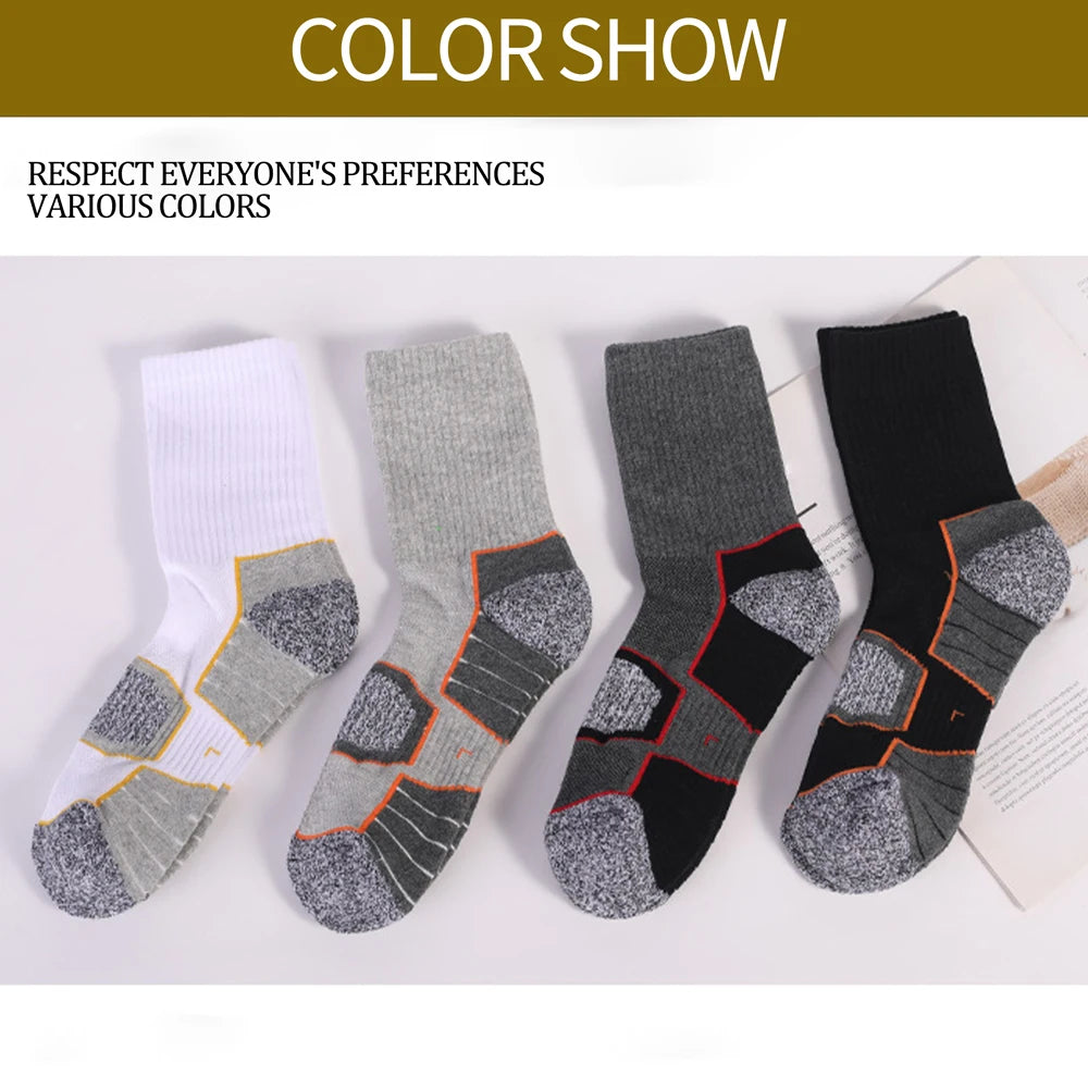 6 Pairs Men's Heavy Cushion Hiking Socks Cotton Anti-Odor Moisture-Wicking Unisex Sizes 35-50 for Trekking Running Multi-Pack