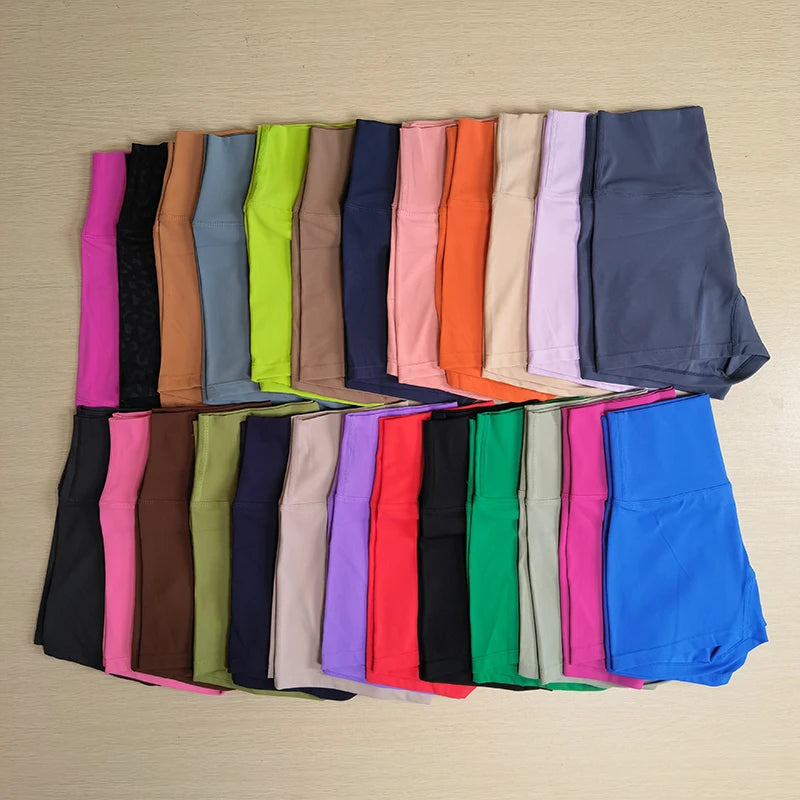 Yoga Shorts Solid Color Women Fitness Shorts High Waist Legging Bike Soft Fabric Proof Comprehensive Training Jog Sportswear
