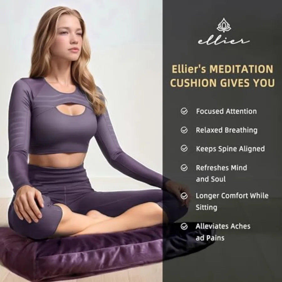 Zafu and Zabuton Meditation Cushion Set - Buckwheat Hull and Memory Foam Pillows Ergonomic Support for Yoga Mindfulness - Organ