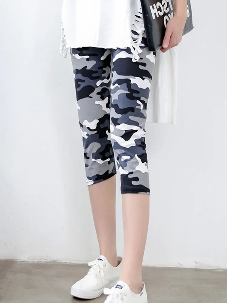 CUHAKCI Fitness Leggins Polyester Capris Workout Trousers Camouflage Printed Leggings Sexy Women Lady Army Green High Elastic