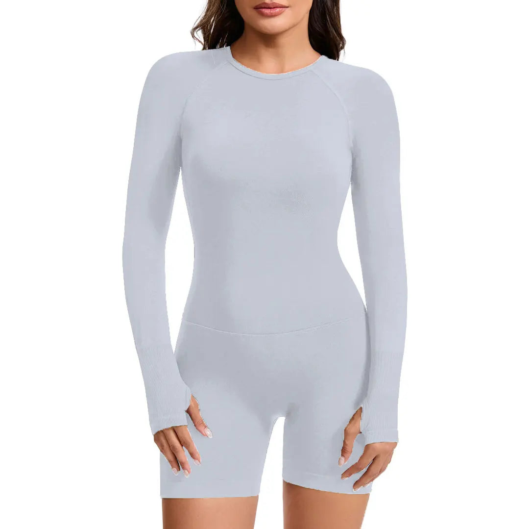 NCLAGEN Long Sleeve One Piece Gym Clothes Women Yoga Playsuit Open Back Fitness Workout Jumpsuit Backless Set Siamese Sportswear