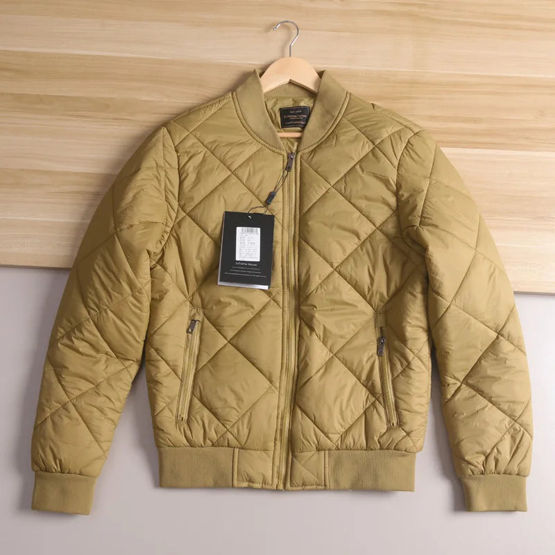 Warmth And Sle: Men's Cotton Jaet with Quilted Diamond Pattern And Baseball Collar Lightweight Autumn Winter Outerwear