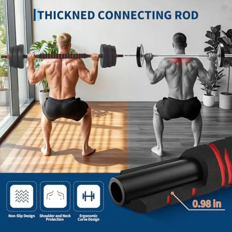 Adjustable Dumbbell Set 44/55/66lbs Free Weights Dumbbells Set 4 in 1 Dumbbells Set Used as Dumbbell Barbell Kettlebell Push-Up