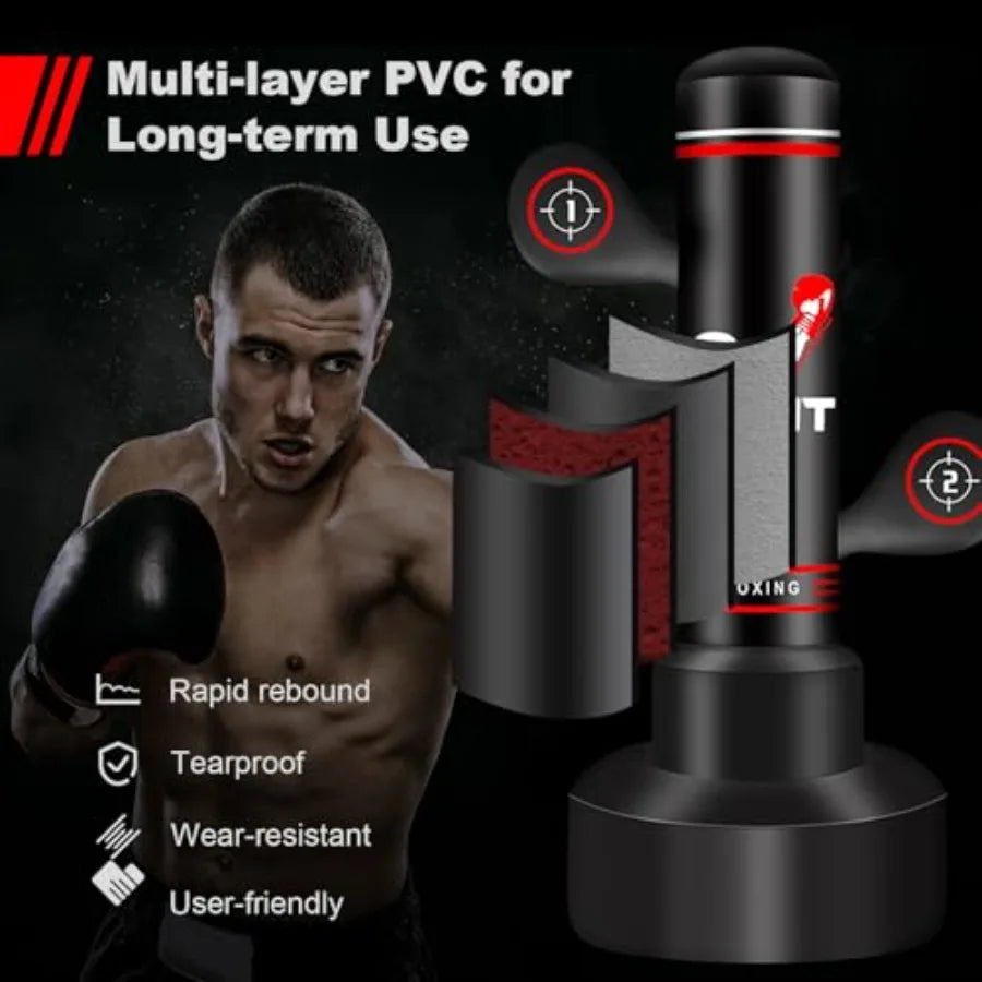 Upgraded Heavy Freestanding Punching Bag for Adults Teens 70" Standing Punching Bag Kicking Bag Heavy Bag Women Men Kickboxing