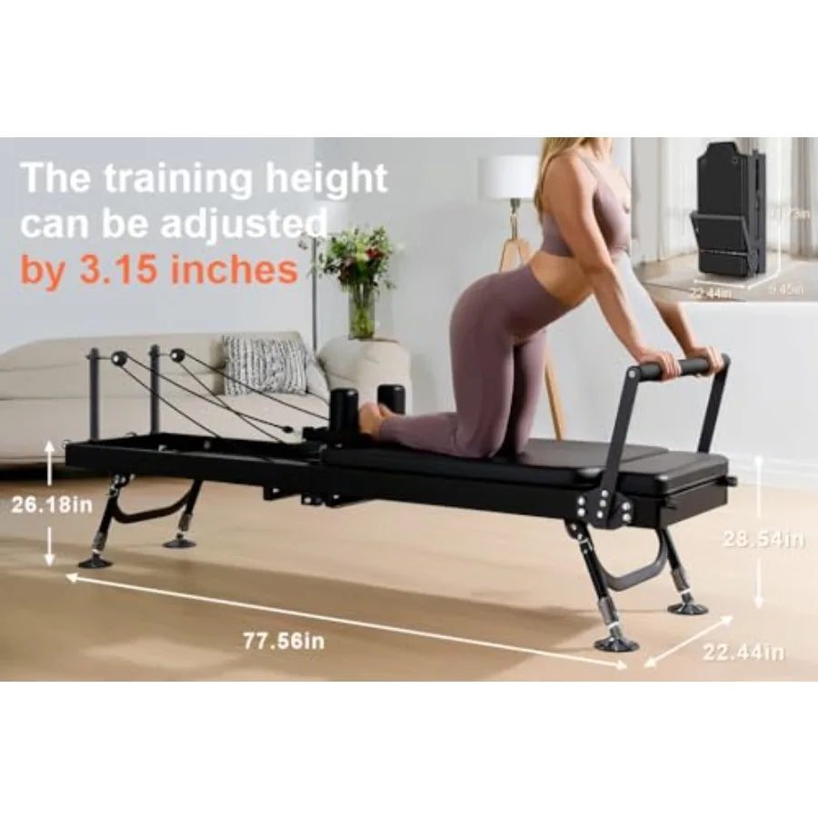 Professional Pilates Reformers for home and studio use steel frame with black finish dual resistance system with springs and co