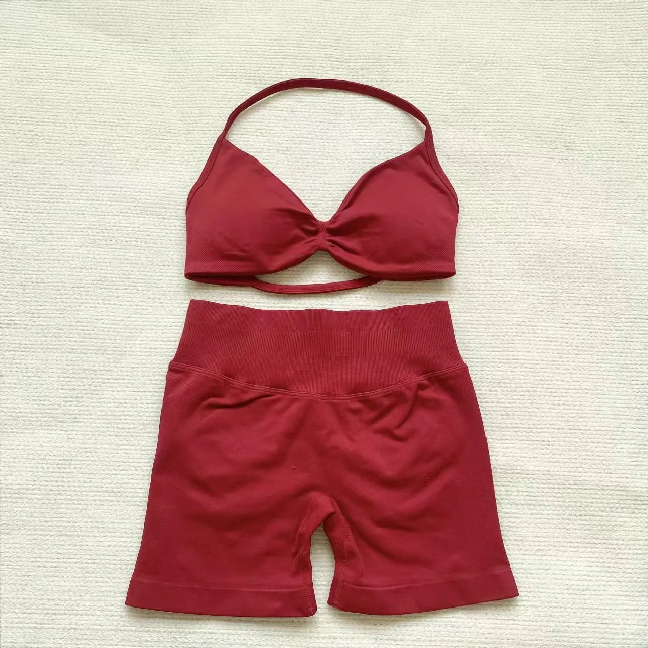 NoLogo Women Sculpt Seamless Yoga Set Sports Bra High Waist Scrunch Shorts Gym Fitness Activewear Daily Wear