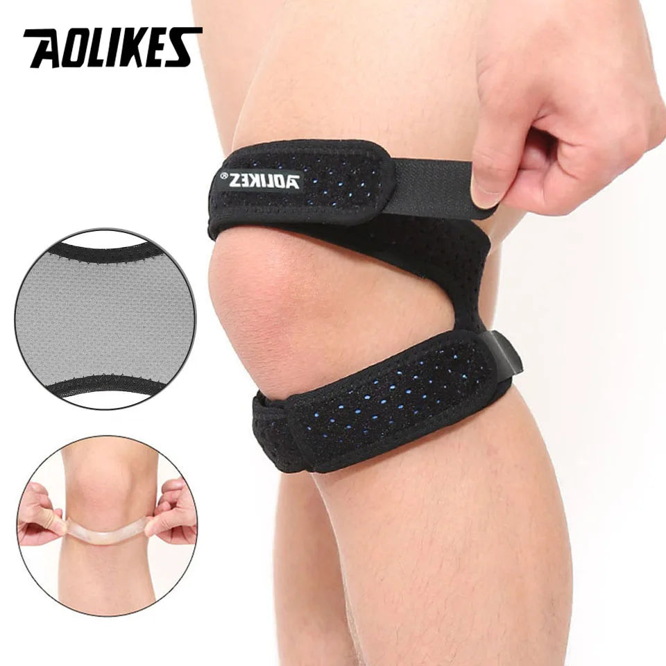 AOLIKES 1PCS Dual Patella Knee Straps,Knee Brace Patella Stabilizer for Knee Pain Relief Running Tennis Arthritis Tendonitis