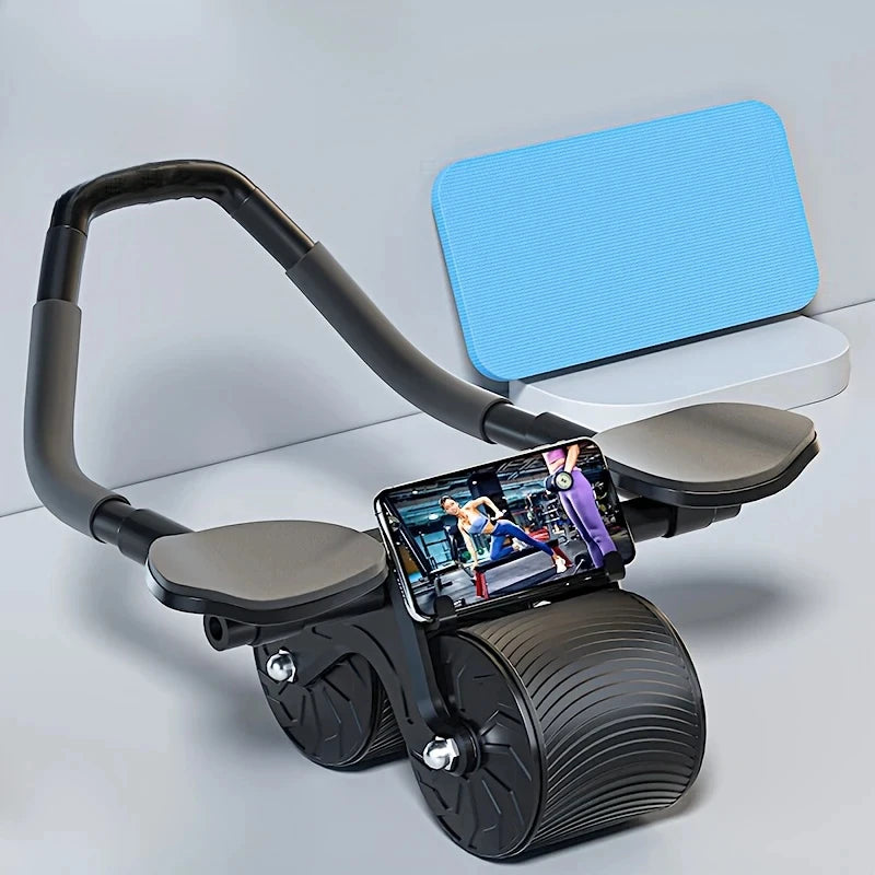 Ab Roller Wheel Abdominal Muscle Trainer 2-Wheeled Muscle Strengthening Trainer Automatic Rebound Ab Exercise Machine for Adults