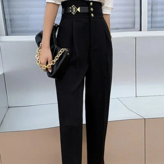 Women's Tailoring Office Work Dress Pants Autumn Winter Female Trousers Black One Size Vintage 90s High Quality Xxl Clothing G