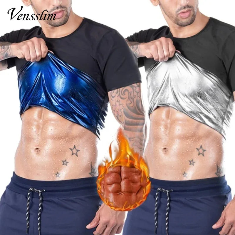 Vensslim Men’s Sauna Suit Sweat Heat Trapping Workout Fat Burner Vest Slimming Body Shaper Tank Top Waist Trainer Fitness Corset