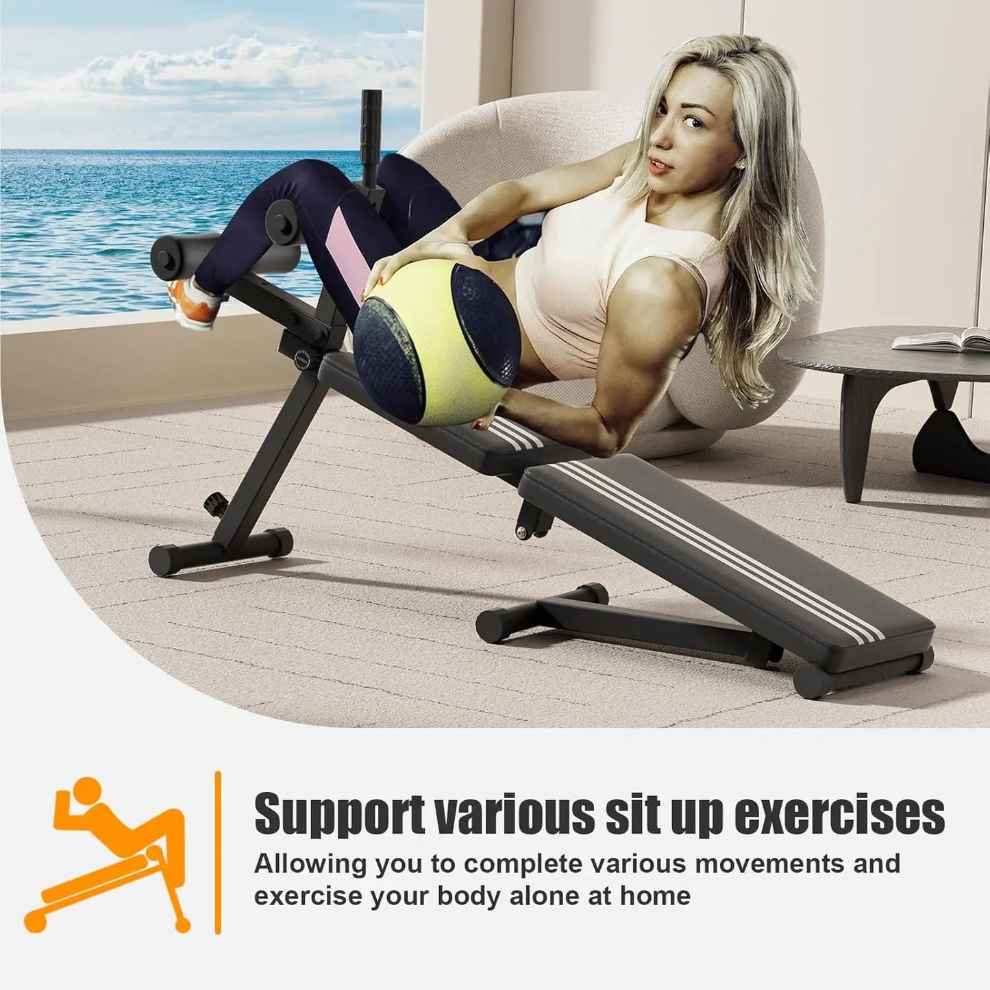 Sit Up Benches Abs Workout Equipment Foldable Hyperextension Roman Chair Abdominal Gym Equipment Utility Slant Board Exercise Be