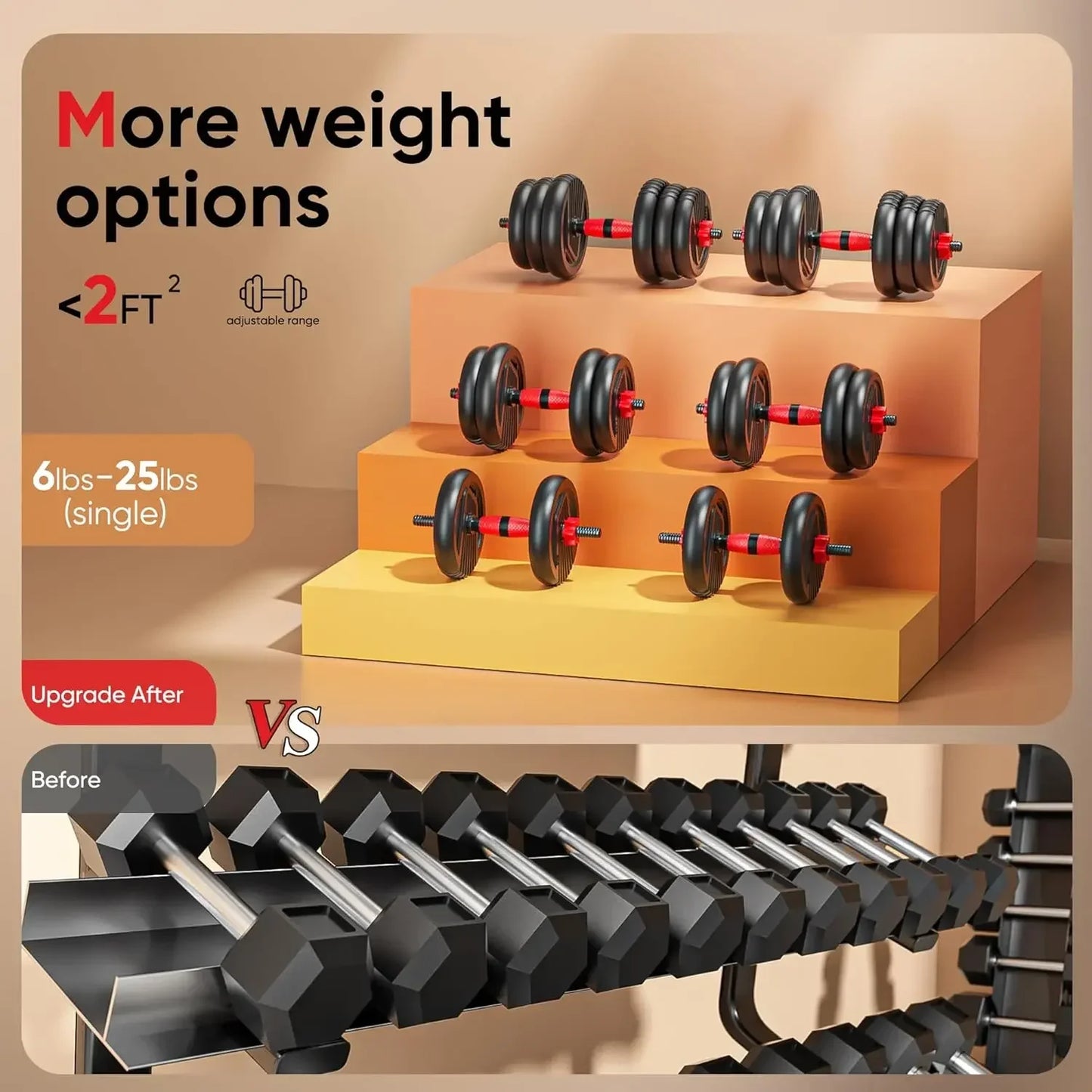 Adjustable Dumbbells, 20/30/45/70lbs Free Weight Set with Connector, 4 in1 Dumbbells Set Used as Barbell, Kettlebells