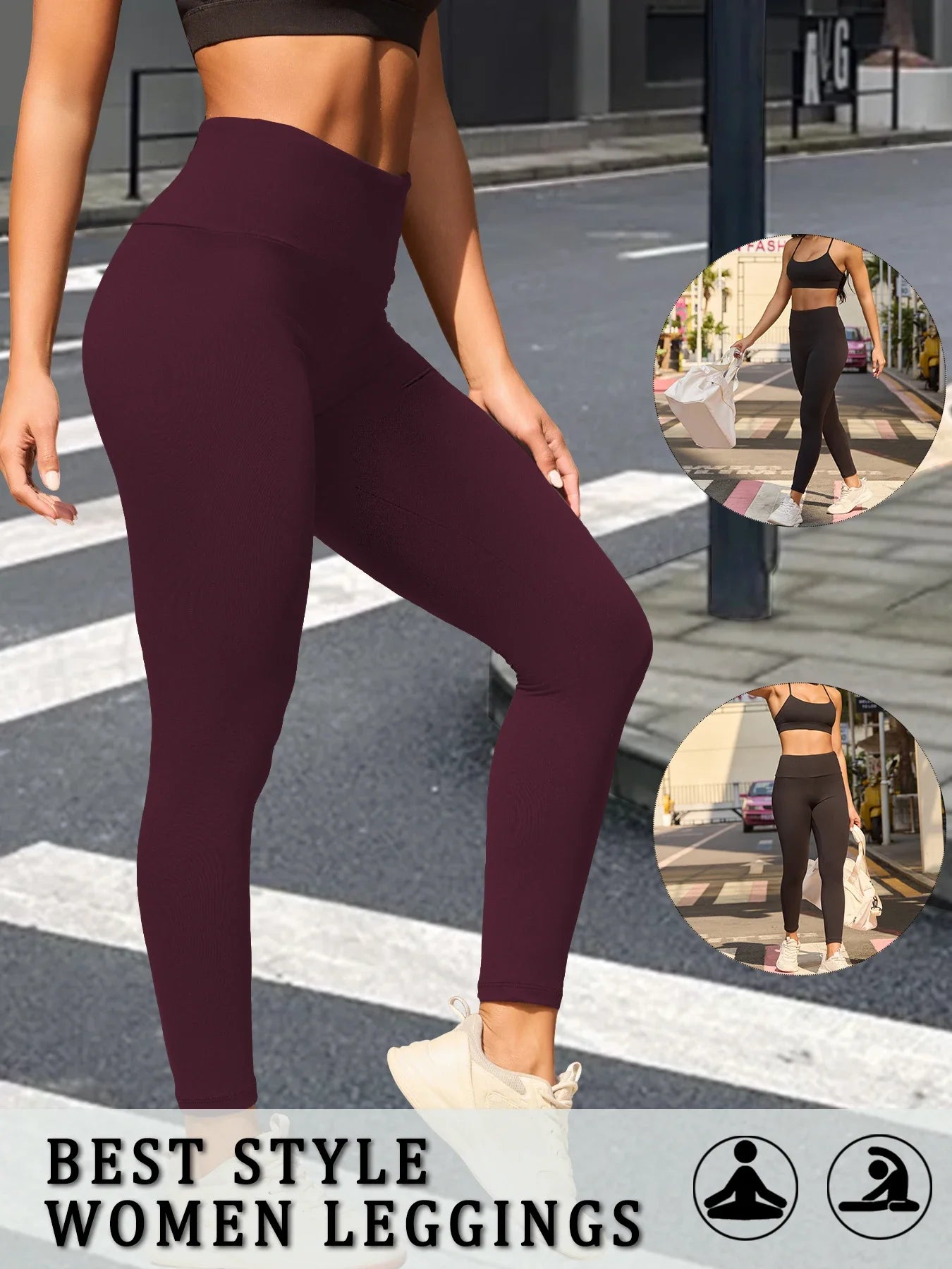 Women's Super Soft Leggings High Waisted Tummy Control No See Through Workout Yoga Running Athletic Push Up Gym Fitness Leggings