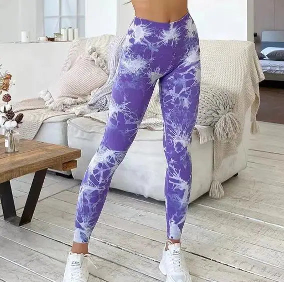 Tie Dye Yoga Leggings Sport Tights Women Seamless High Waist Push Up Butt Woman Leggings Fitness Workout Leggins Gym Clothing