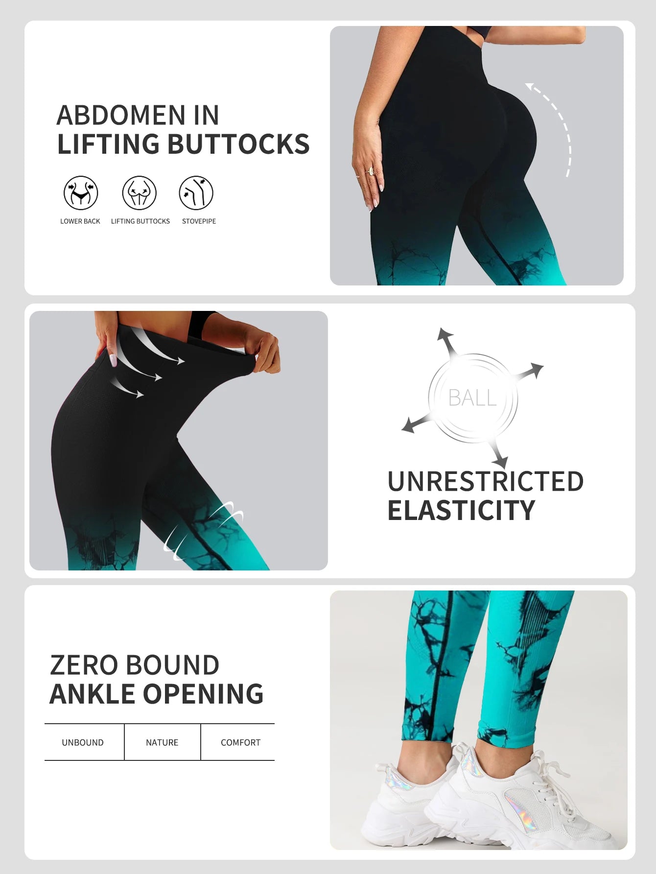 Gradient Tie Dye Yoga Pants Seamless Women's Running and Sports Pants High Waist and Hip Lifting Fitness Clothes Elastic Tight P