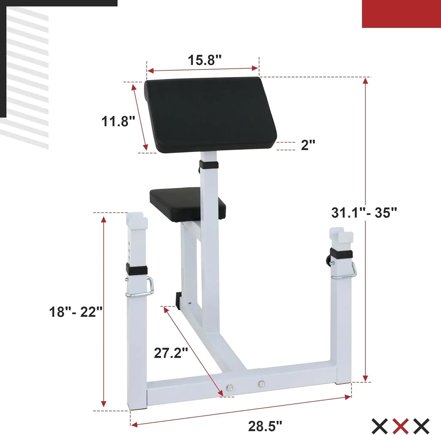Preacher Curl Weight Bench Adjustable for Arm Curling Strength Training Isolated Barbell Dumbbell Bicep Tricep Muscle Seated Ben