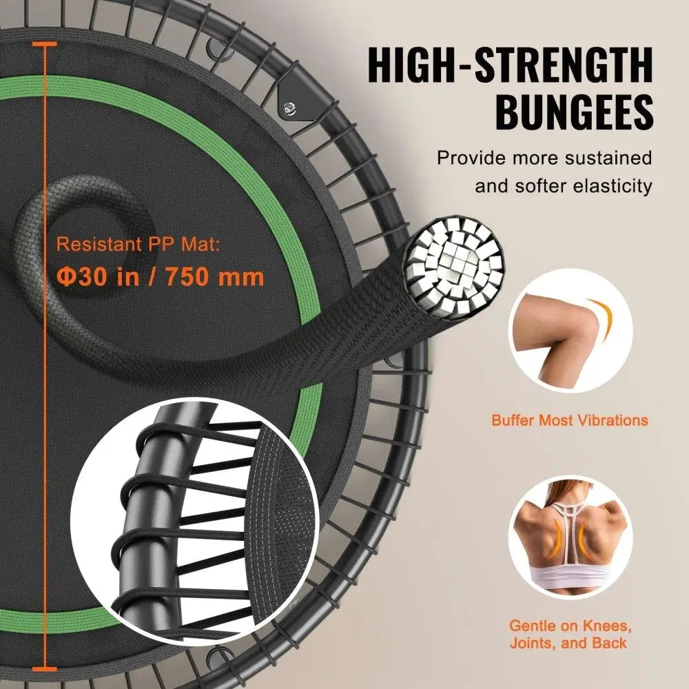 40 Foldable Mini Trampoline for Adults - Fitness Rebounder with Handle for Home Workout