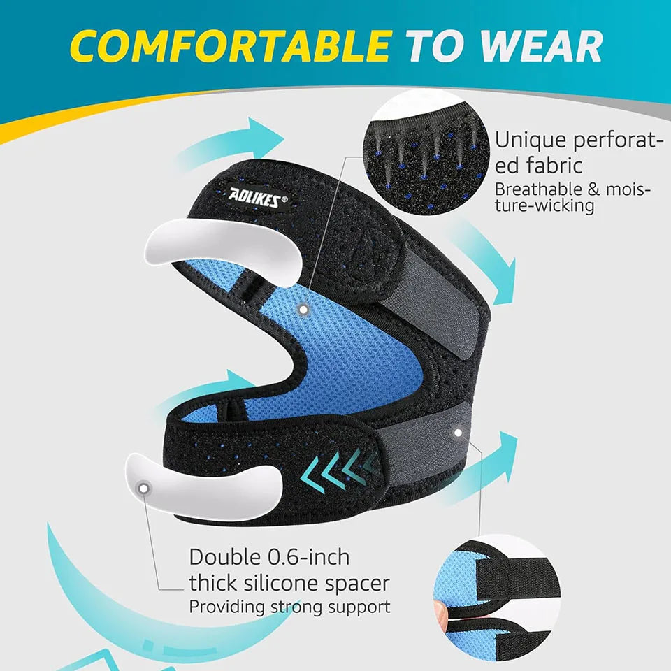 AOLIKES 1PCS Dual Patella Knee Straps,Knee Brace Patella Stabilizer for Knee Pain Relief Running Tennis Arthritis Tendonitis