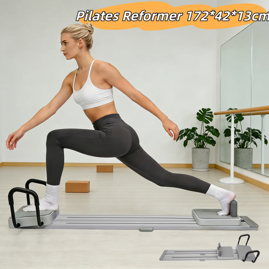 Pilates Reformer Board with 67.7'' Extended Track Multifunctional Pilates Ski Machine for Home Workout Quick Assembly 172*42*13CM