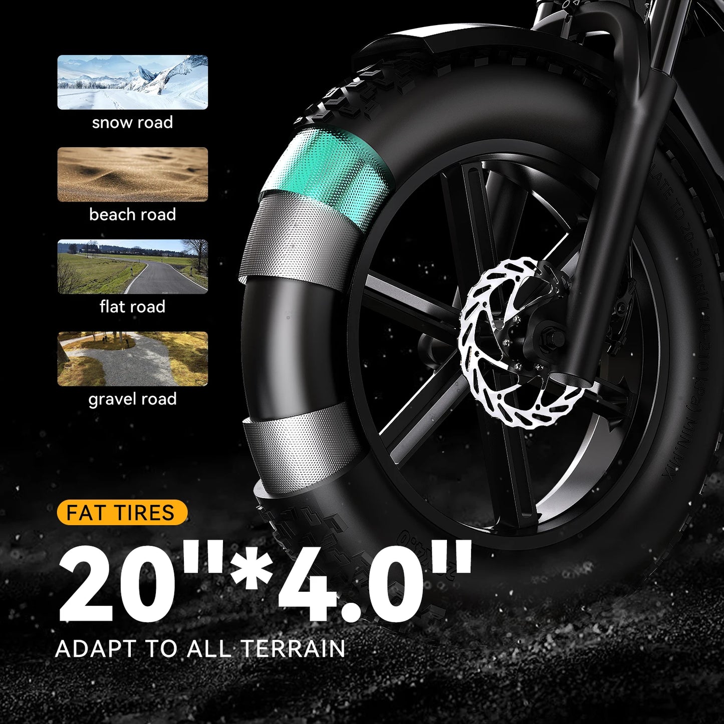 Cybervelo EK11 Electric Bike for Adults,20"Fat Tire All-Terrain E-Bike, 80Miles 30MPH Electric Bike for Sand Mountain motorcycle