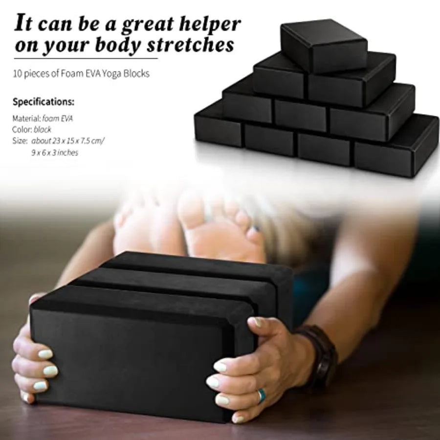 10 Pcs Foam EVA Yoga Blocks Lightweight Non Slip Supportive Yoga Bricks for Pilates Stretching and Meditation Women Men Yogi Be