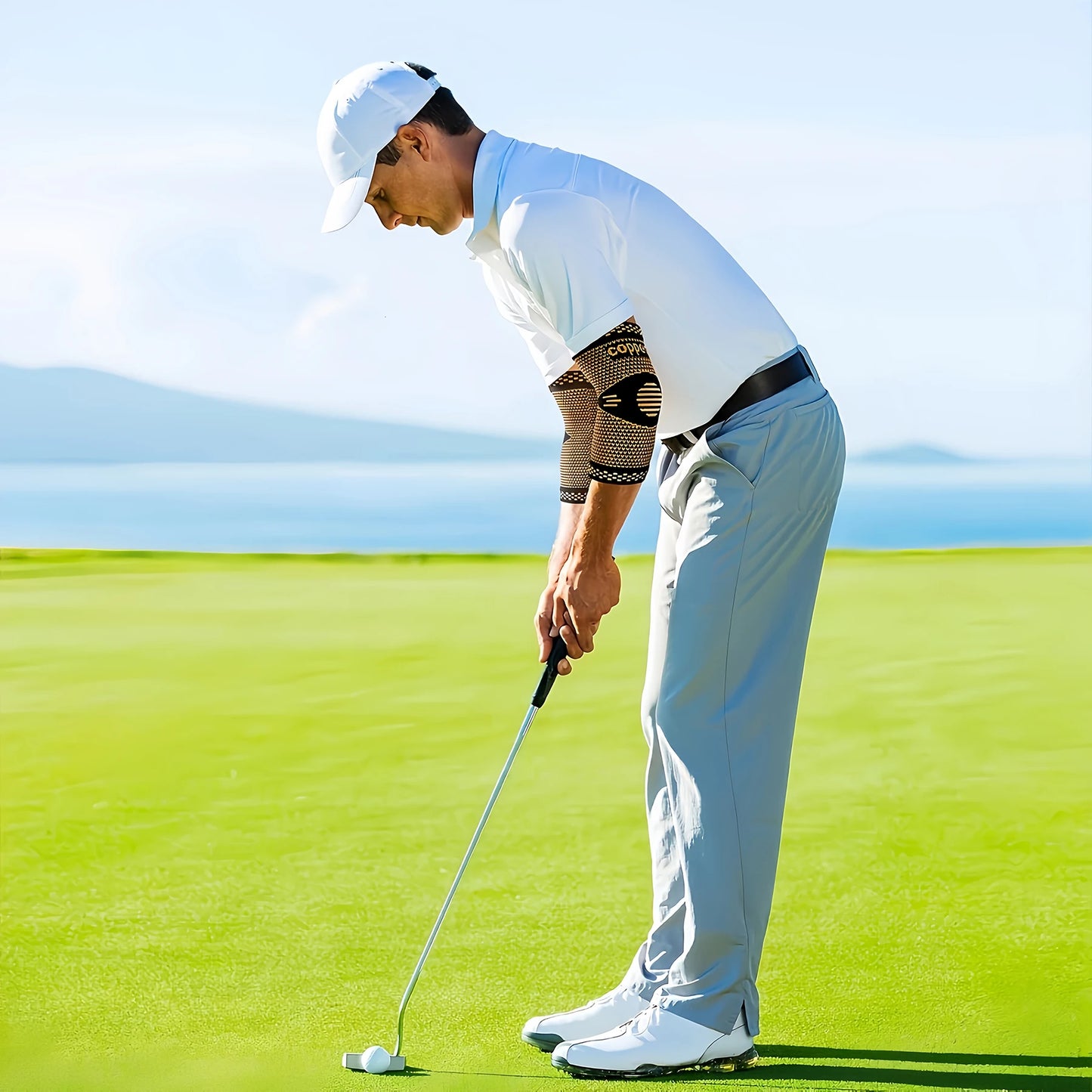 2 Pieces of Copper Ion Sports Elbow Pads, Elbow Compression Joint Protective Sleeves, Basketball, Football and Tennis Fitness Protective Gear