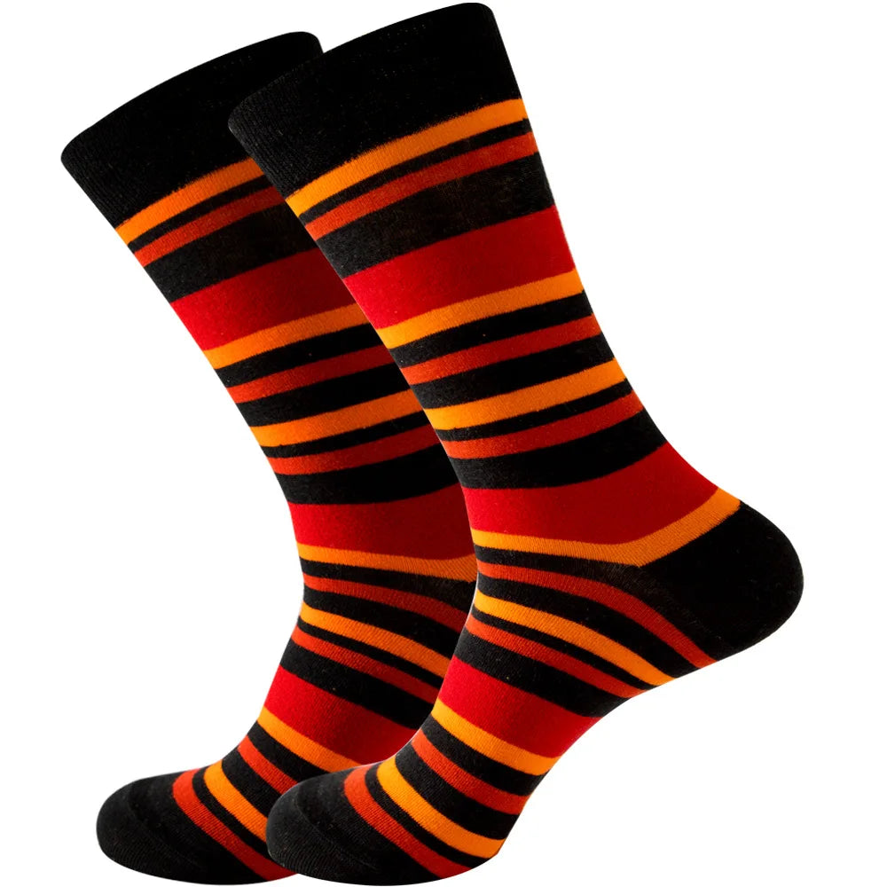 Men's Happy socks Colorful striped women's socks High quality checkered diamond geometry Harajuku combed cotton socks gift socks