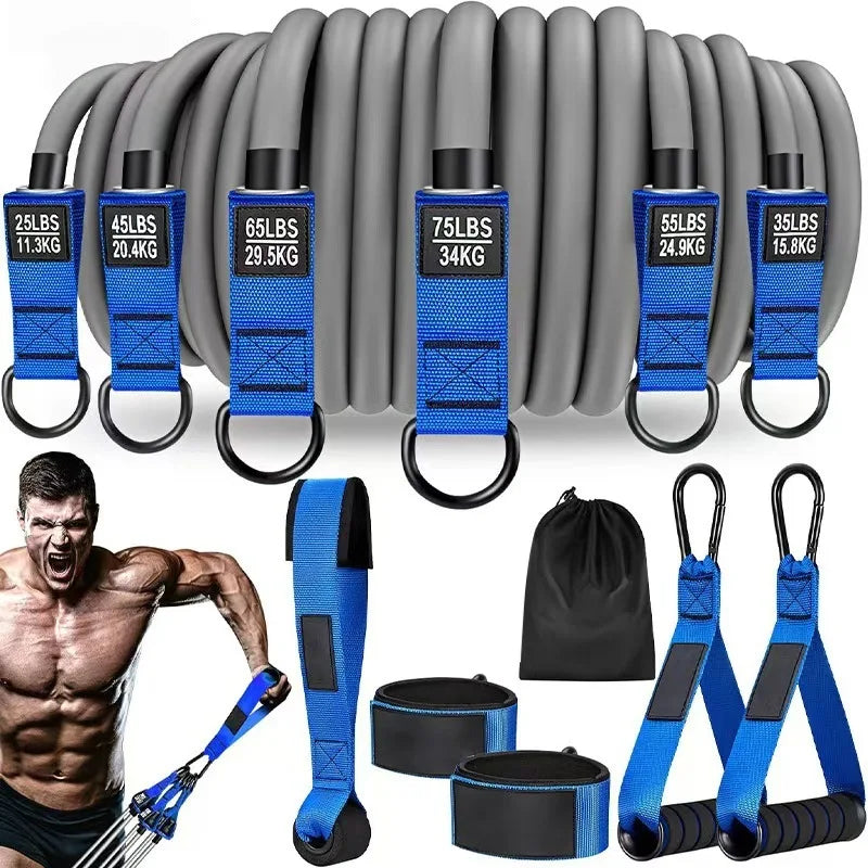 Resistance strap with handle: used for muscle training, strength building, body shaping, yoga, home fitness equipment - natural