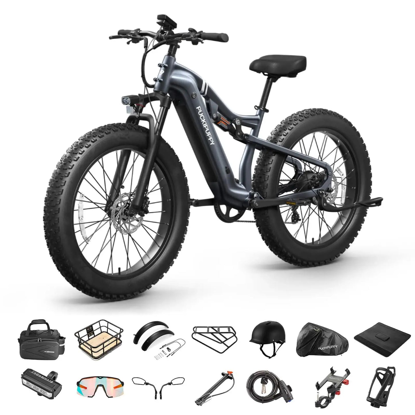 PUCKIPUPPY Labrador pro Electric Bike 1350W Peak 48V 20AH Battery Ebike 26" Fat Tire Electric Mountain Bike 2-Year Warranty