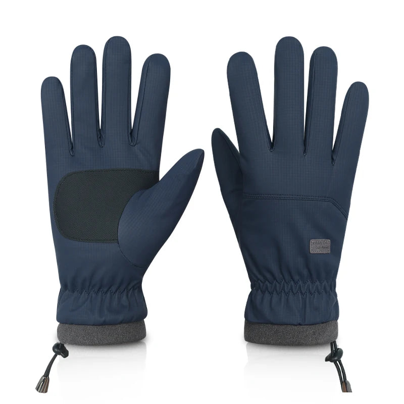 Men's Black Windproof Ski Gloves, Warm Snowboard Gloves, Men's Bicycle, Motorcycle Riding, Winter
