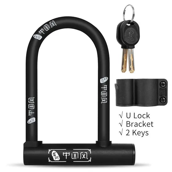 WEST BIKING Bicycle U Lock Anti-theft MTB Road Mountain Bike Lock Bicycle Accessories U-Locks Cycling Steel Security Bike Locks