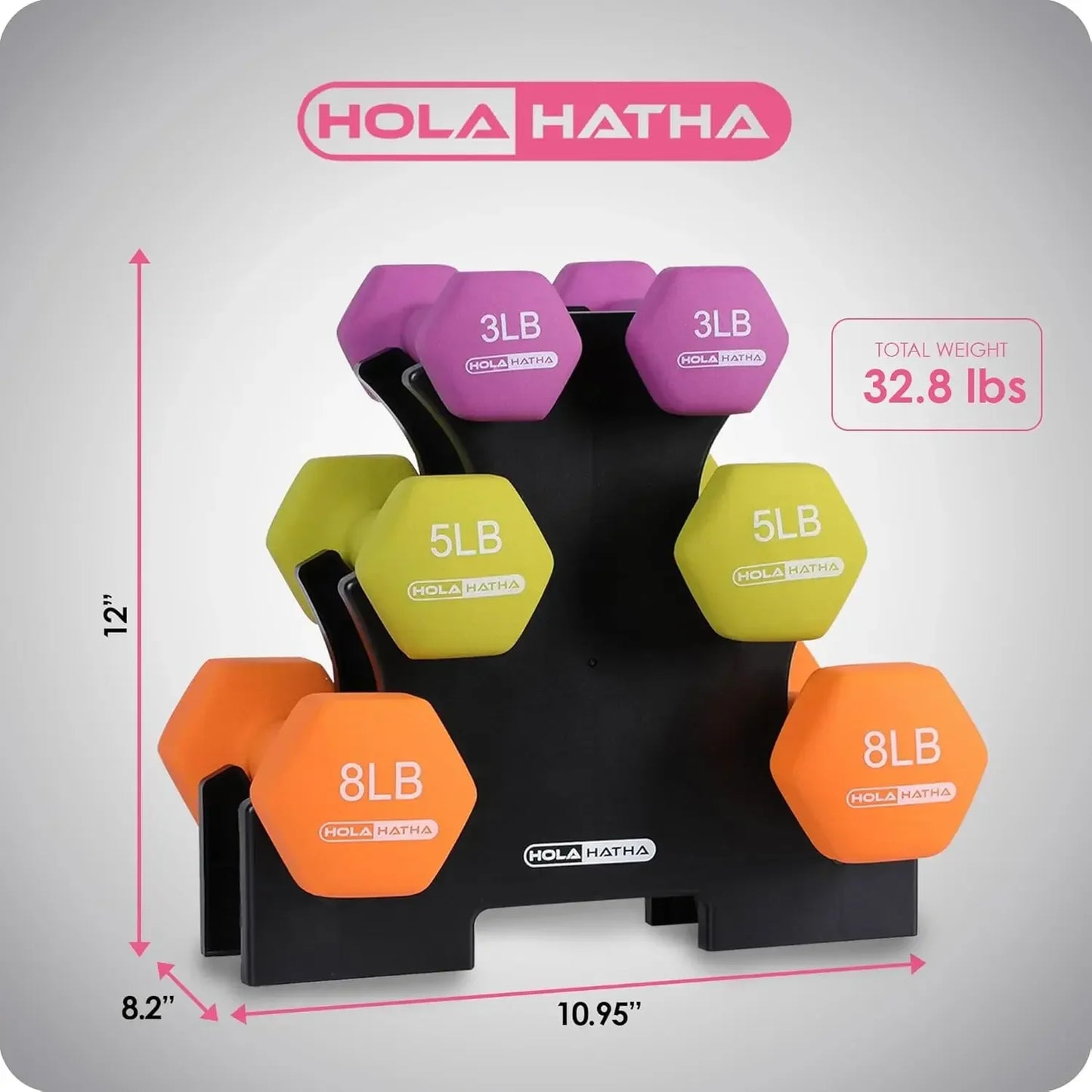 Neoprene Dumbbell Free Hand Weight Set with Rack, Ideal for Home Exercises to Gain Tone and Definition