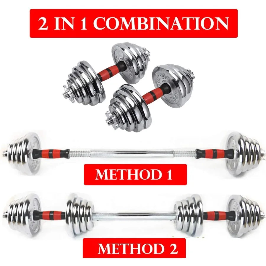 Cast Iron Adjustable Dumbbell Barbell Set 110LB 66LB 44LB Weight with Connecting Rod 2 in 1 Home Body Workout Exercise Equipmen