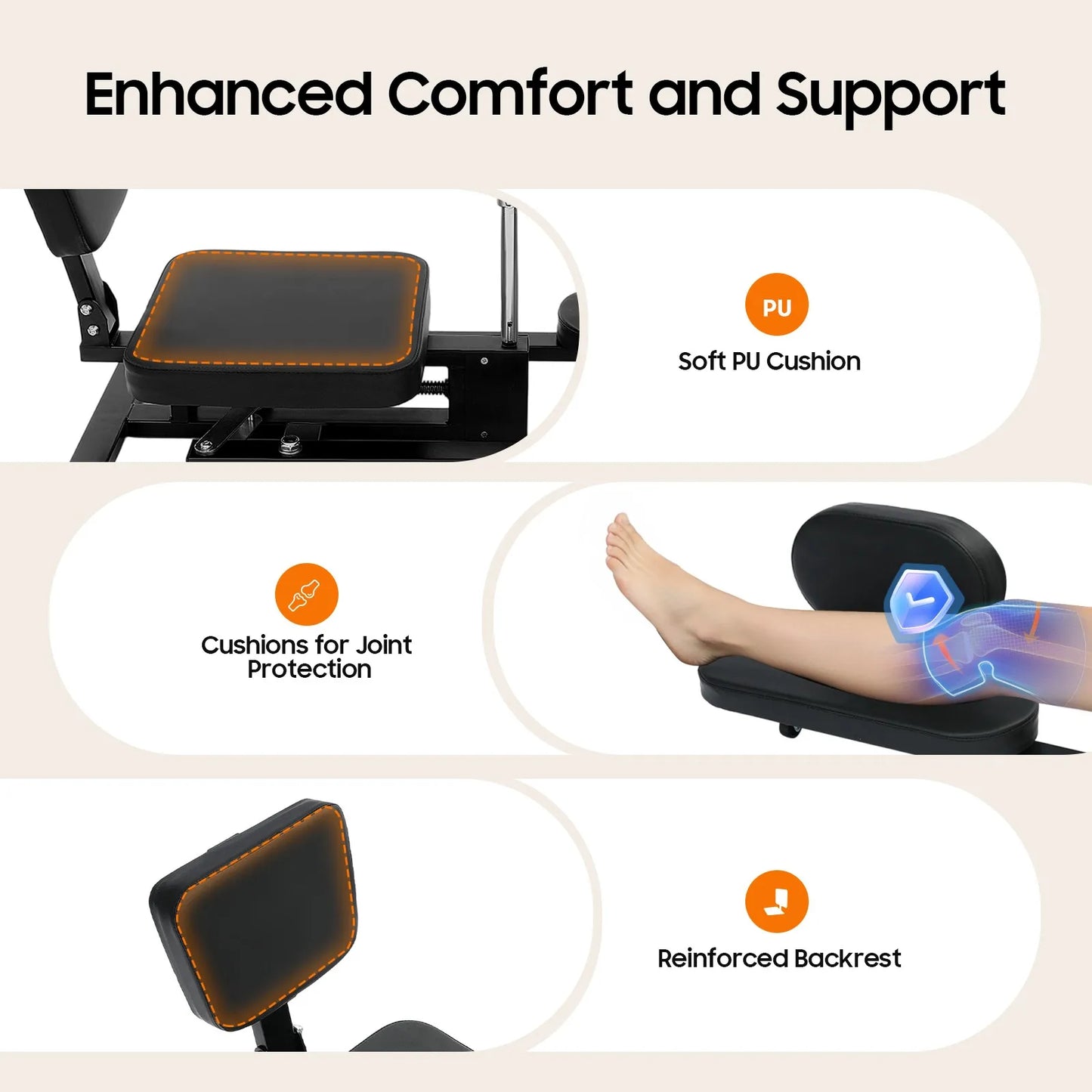Stretching Trainer Home Fitness Equipment Horizontal Cross Split Machine Adjustable Large PU Seat for Leg Muscle Training Tool