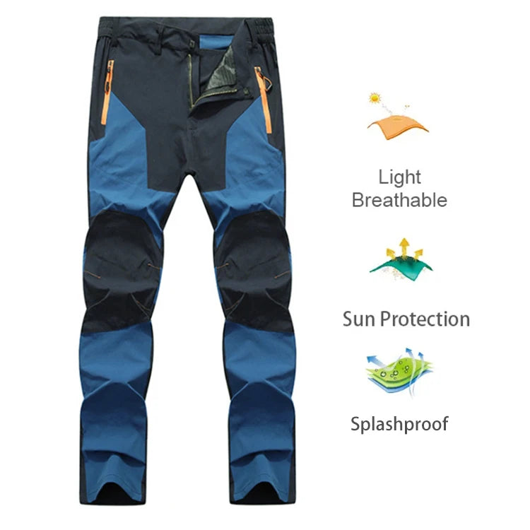TRVLWEGO Men Summer Sports breathable Pants Hiking Trousers Camping Splash Prevention Quick Dry UV Resistant Elastic Thin