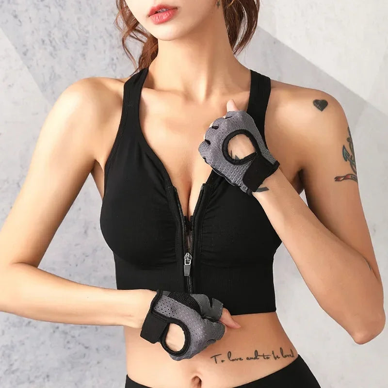 CZGUKE Running Fitness Sports Bra Front Zipper Women's Underwear Shockp roof Top Bra Breathable Seamless Yoga Bra