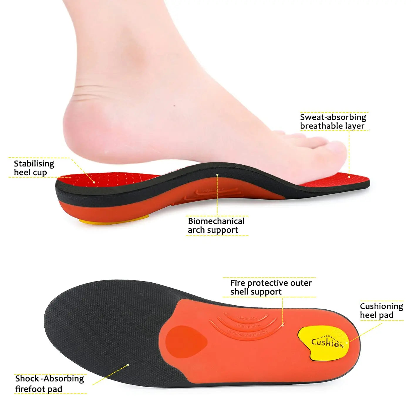 Plantar Fasciitis Orthopedic Sport Insole Men Women Flat Feet High Arch Support Heel Pain Orthotic Insert Shoe Sole Work Boot